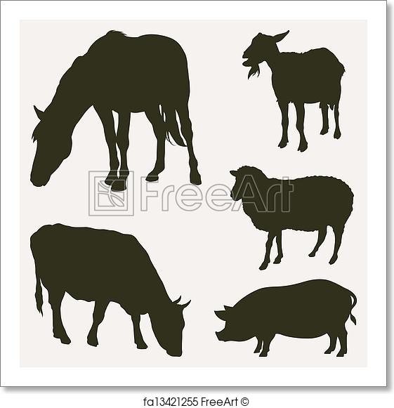 561x581 Free Art Print Of Farm Animals. Farm Animals, Vector Silhouettes