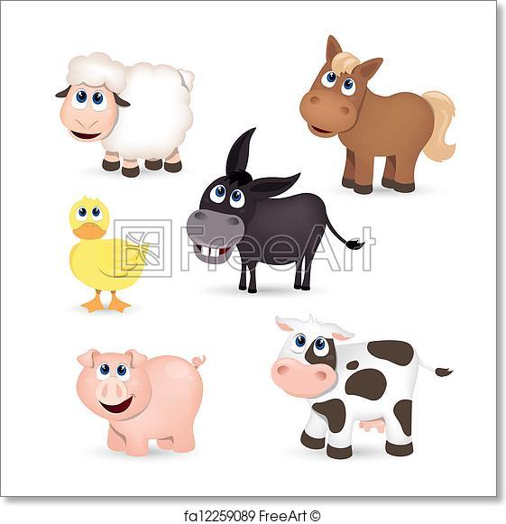 561x581 Free Art Print Of Vector Farm Animals. Vector Set Of Isolated Farm