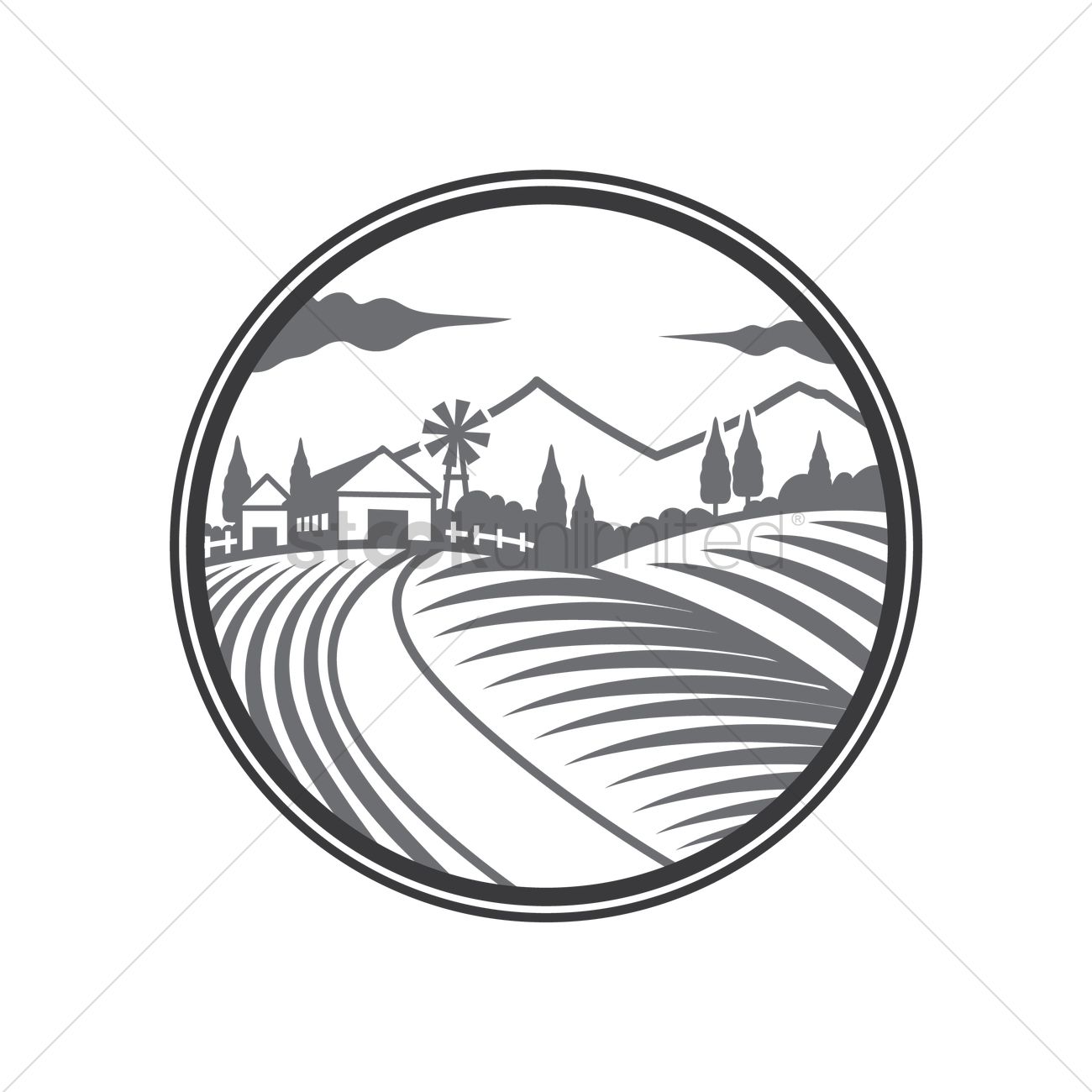 1300x1300 Farm House Vector Image
