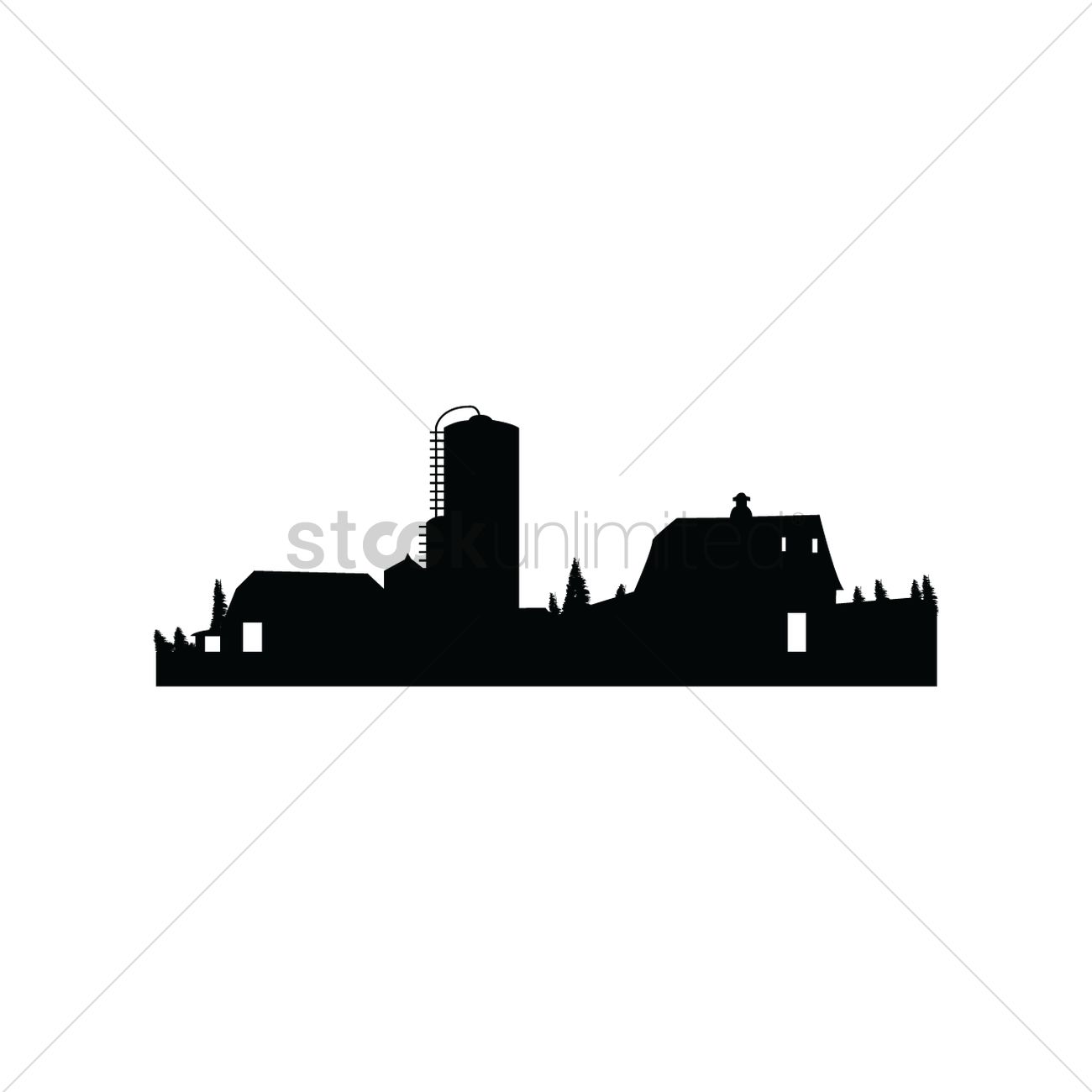 1300x1300 Silhouette Of A Farmhouse Vector Image