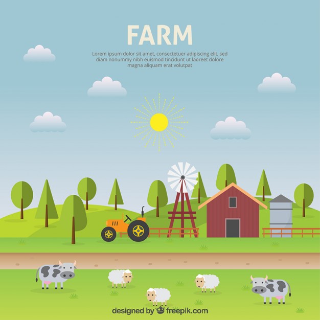 626x626 Farm Landscape Flat Design Vector Free Download