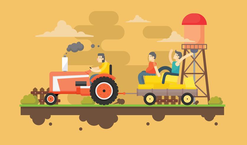 836x490 Fun Hayride In Farm Vector Flat Illustration