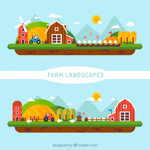 626x626 Cute Flat Farm Landscape Vector Free Download