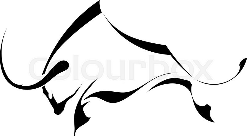 800x442 Black Silhouette In Profile Bull Isolated On White Background
