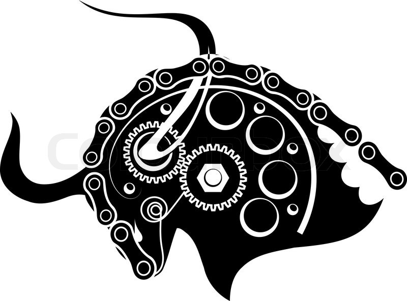 800x592 Sketch Black Of A Bull Isolated On A White Background. Trademark