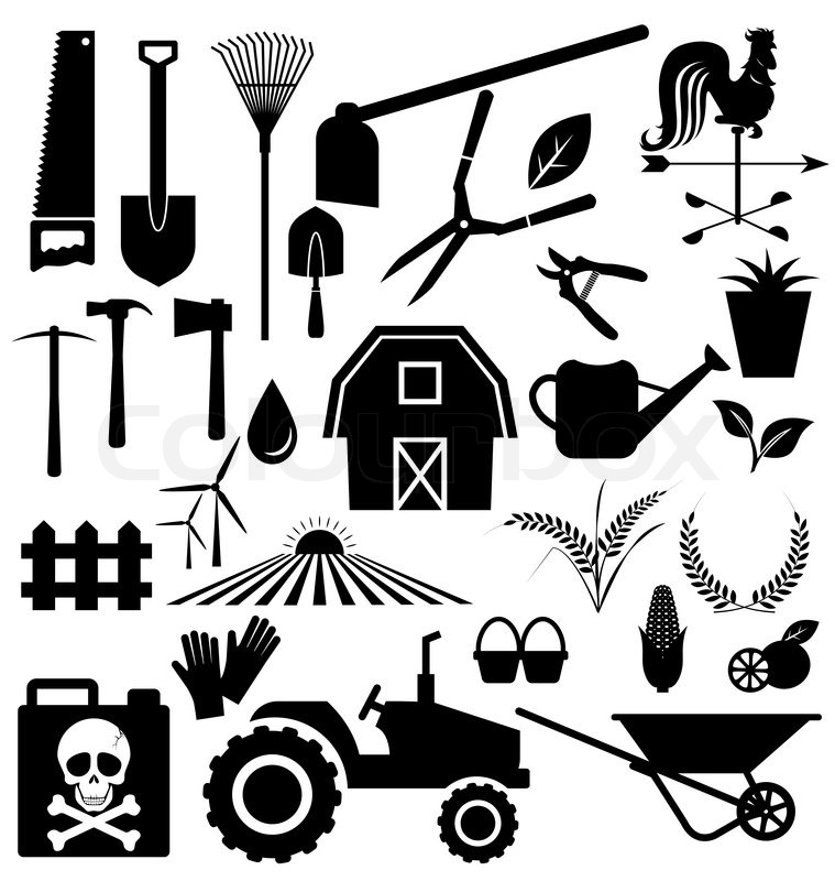 759x800 Agricultural Equipment And Farm Set Vector Stock Vector Colourbox