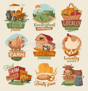 367x380 Funny Retro Styled Farm Emblems. Eps10 Vector Illustration