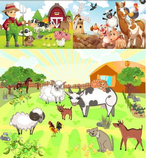 501x540 Animals On The Farm 2 Ai Format Free Vector Download