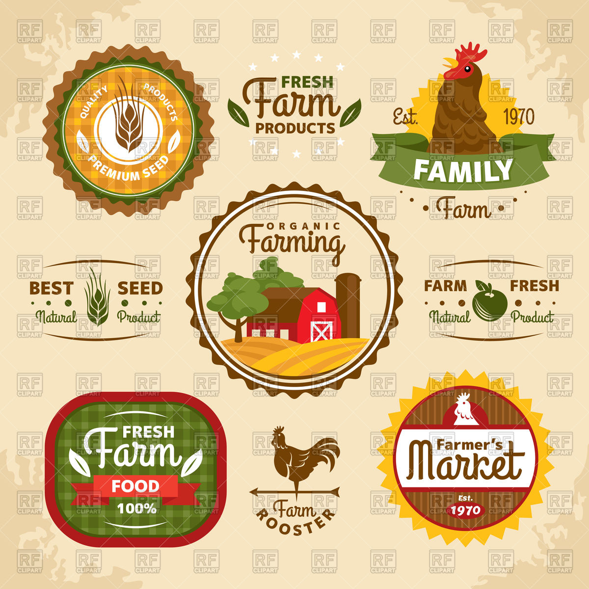 1200x1200 Vintage Farm Labels Set Vector Image Vector Artwork Of Design