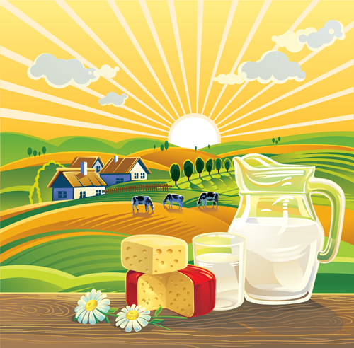 500x492 Beautiful Farm Scenery Vectors Material 02 Free Download