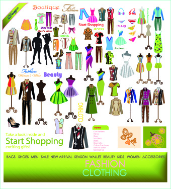 340x376 Fashion Elements And Clothing Vector 05 Free Download