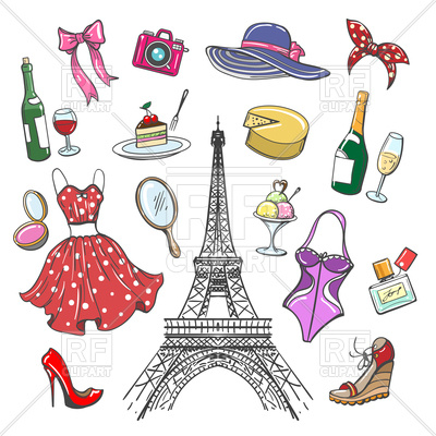 400x400 Colorful Paris Fashion Sketch Collection. Woman Hand Drawn Clothes