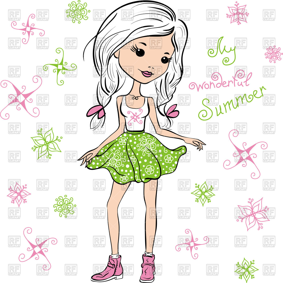 1200x1200 Cute Smiling Fashion Baby Girl In Summer Clothes Vector Image