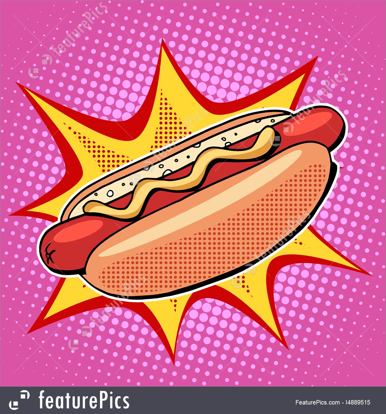 1300x1392 Hot Dog Fast Food Vector Pop Art Style Stock Illustration I4889515