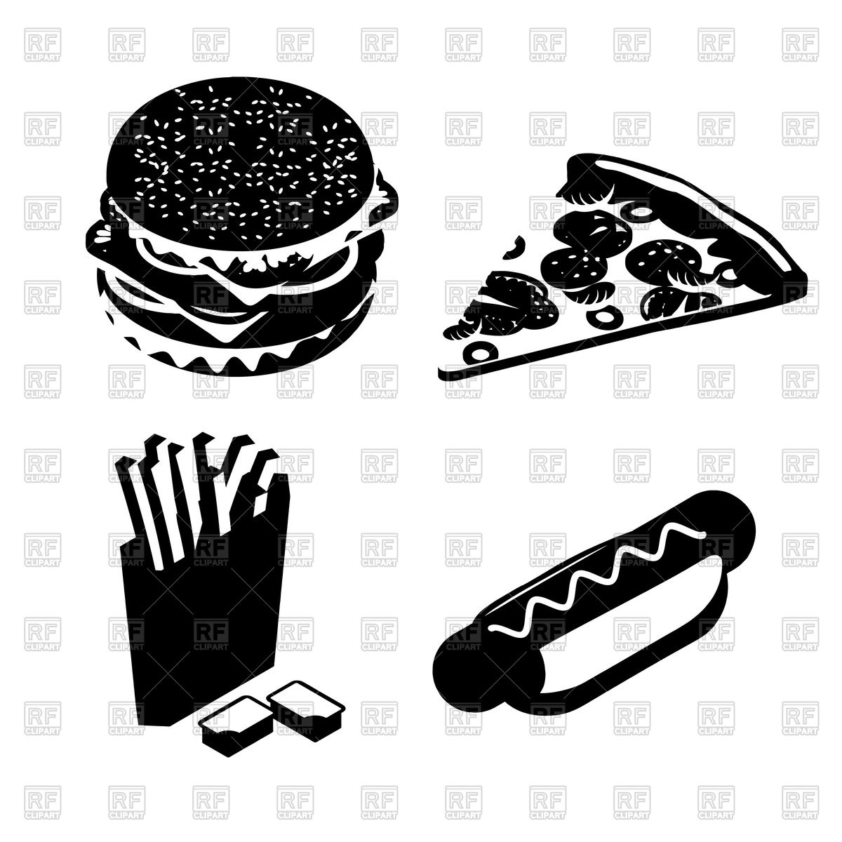 1200x1200 Set Fast Food Silhouette Vector Image Vector Artwork Of Food And
