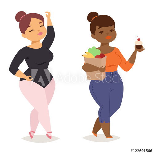500x500 Fat Girl Vector Illustration Character