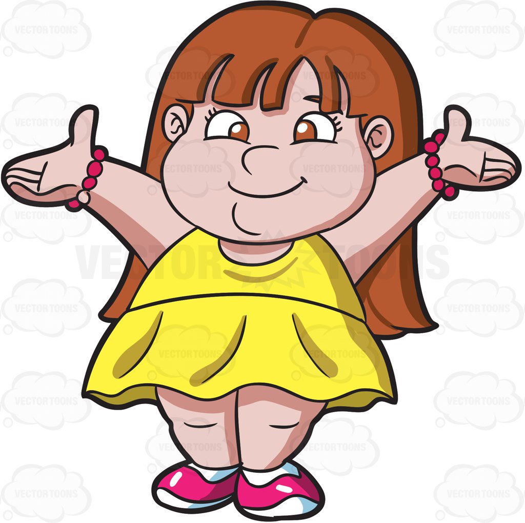 1024x1020 A Friendly Fat Girl Clipart By Vector Toons
