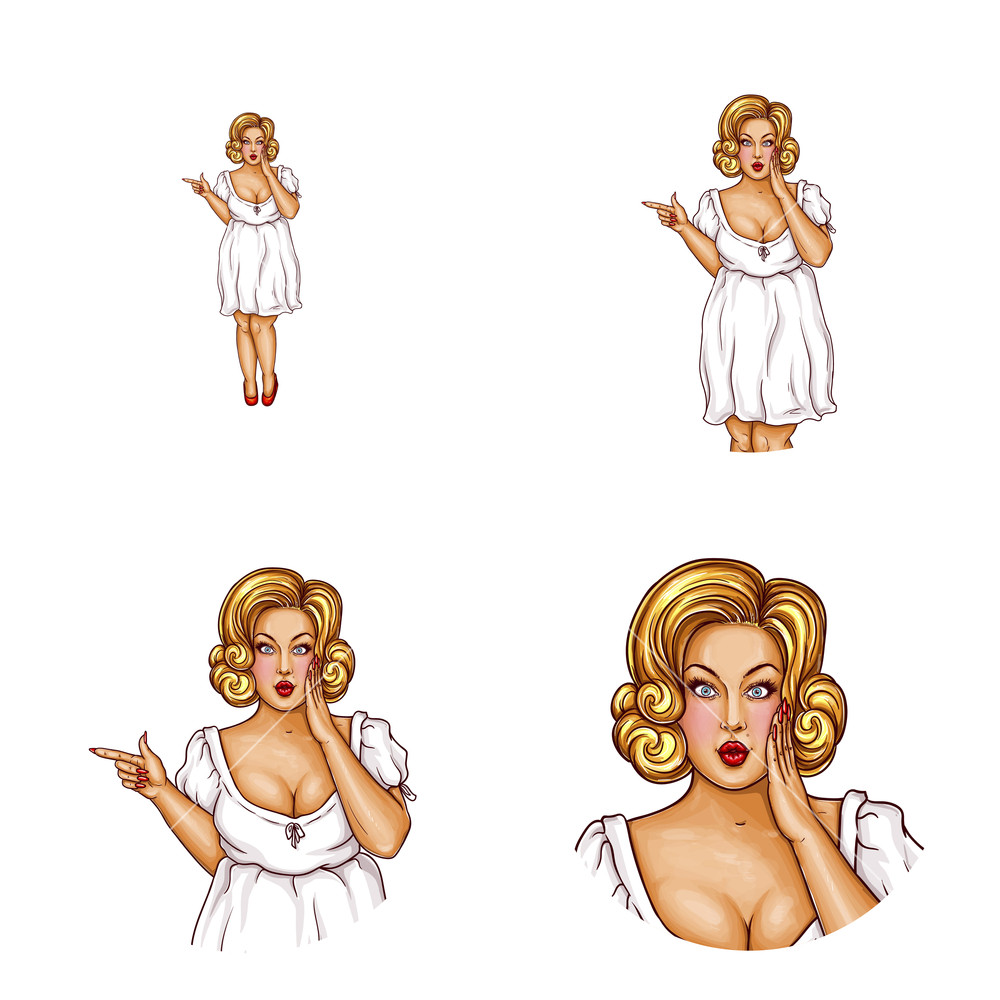 1000x1000 Vector Pop Art Avatar Of Surprised Obese Blonde Woman In Dress