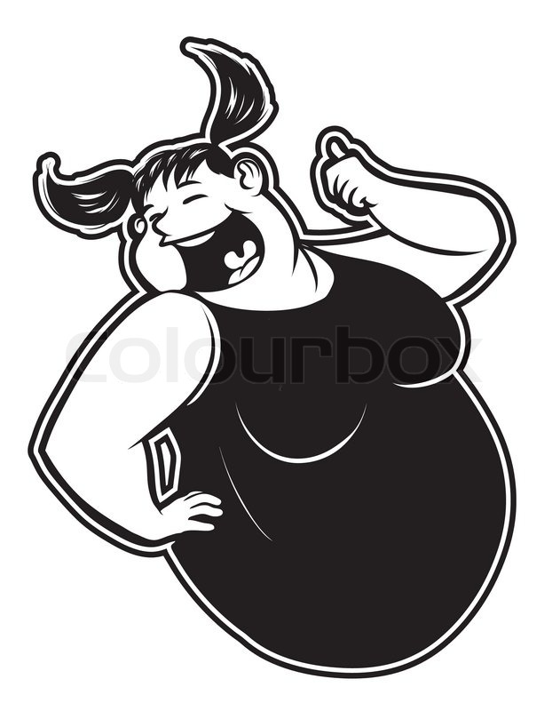 631x800 Black And White Clipart Fat Girl Stock Vector Colourbox