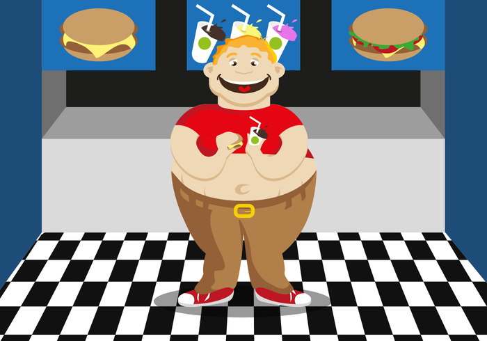 700x490 Fat Guy Fast Food Illustration Vector Free Vectors Ui Download