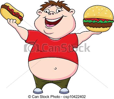 450x392 Fat Boy With Burger And Hot Dog.