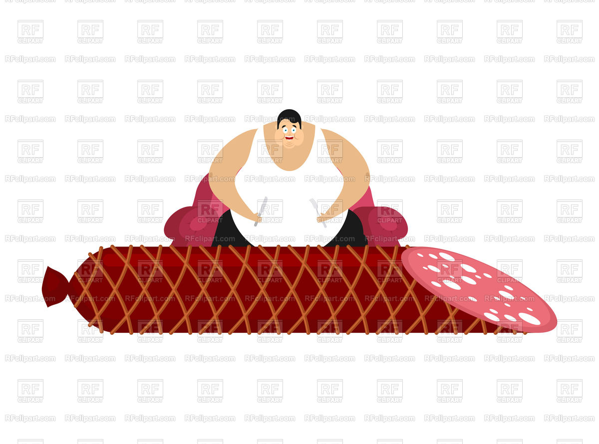 1200x890 Fat Guy And Big Salami Vector Image Vector Artwork Of People