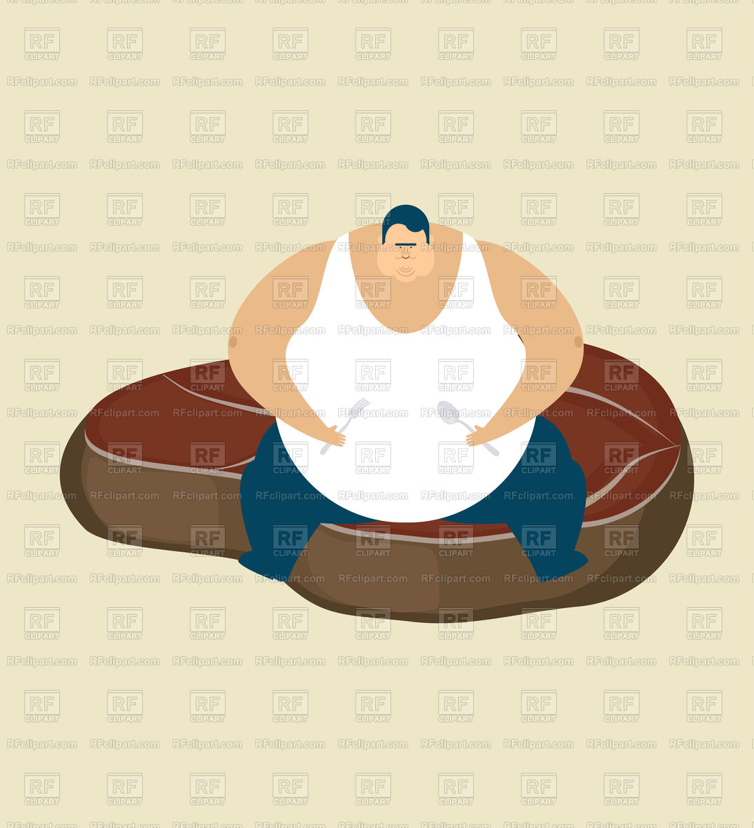 1093x1200 Fat Guy And Steak Vector Image Vector Artwork Of People