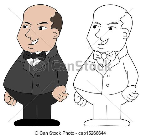 450x435 Fat Guy Cartoon. Smiling Fatman Illustration, Coloring Book Line Art.
