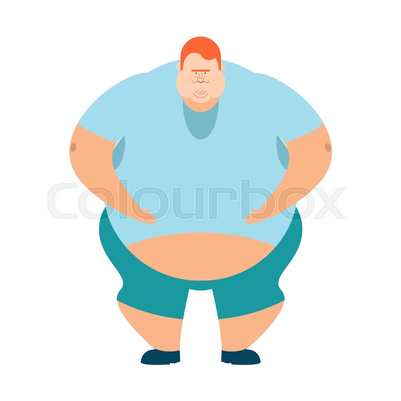 800x800 Redhead Fat Guy. Glutton Thick Man. Fatso Vector Illustration