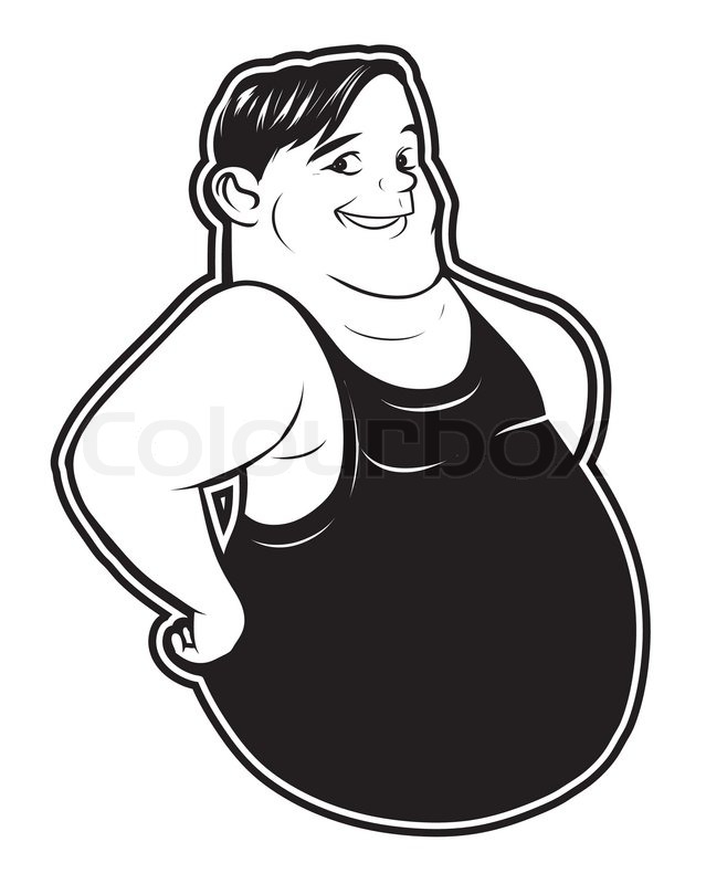 639x800 Black And White Clipart Fat Man Stock Vector Colourbox