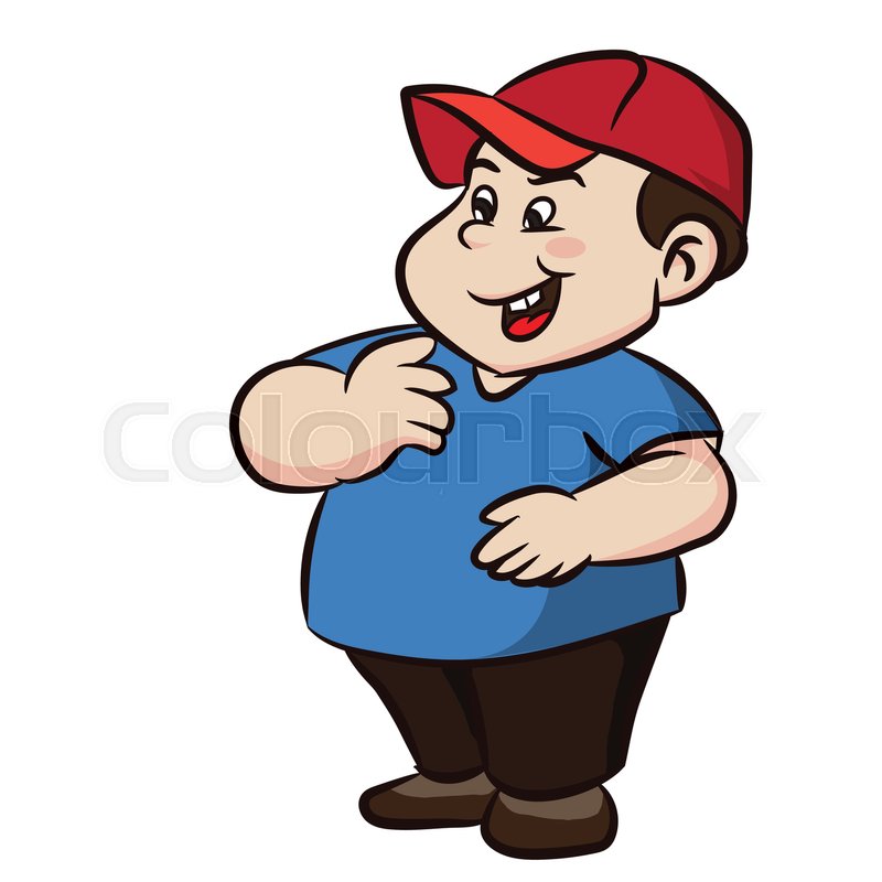 800x800 Colorful Cartoon Fat Boy With Smiling On White Background
