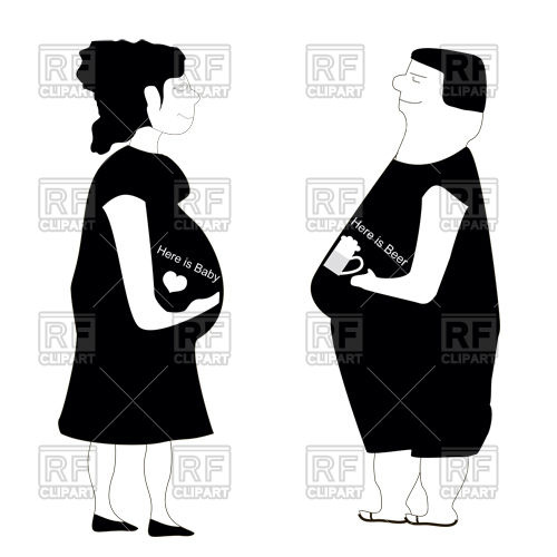 500x500 Cartoon Pregnant Woman And Fat Man Vector Image Vector Artwork