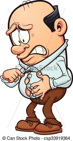 245x470 Fat Man. Fat Middle Aged Man With Big Belly. Vector Clip Art