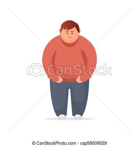 450x470 Fat Man. Vector Flat Illustration. Funny Cartoon Character. Fat