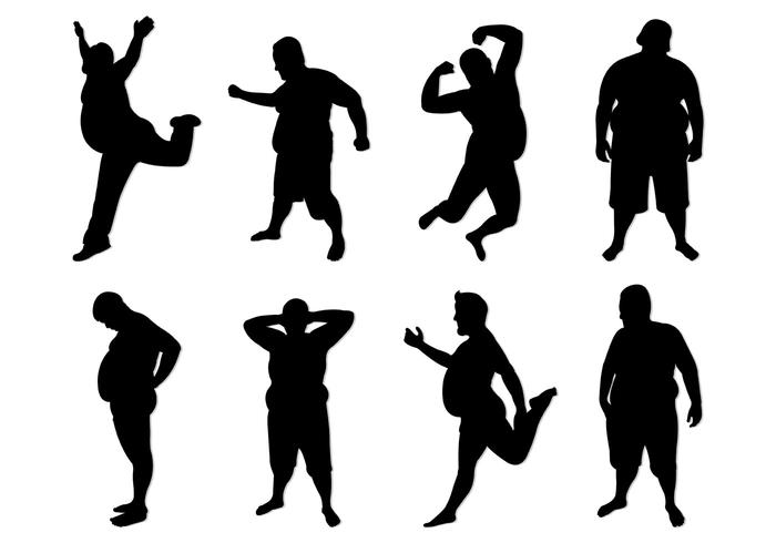 700x490 Set Of Fat Guy Silhouettes