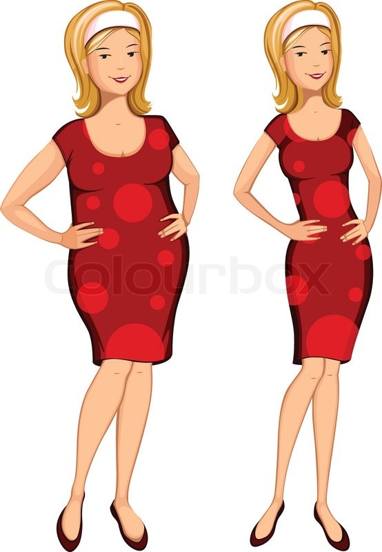 554x800 Fat And Thin Woman Stock Vector Colourbox