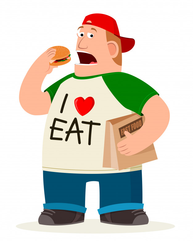 626x782 Fatman Eating Hamburger Vector Premium Download