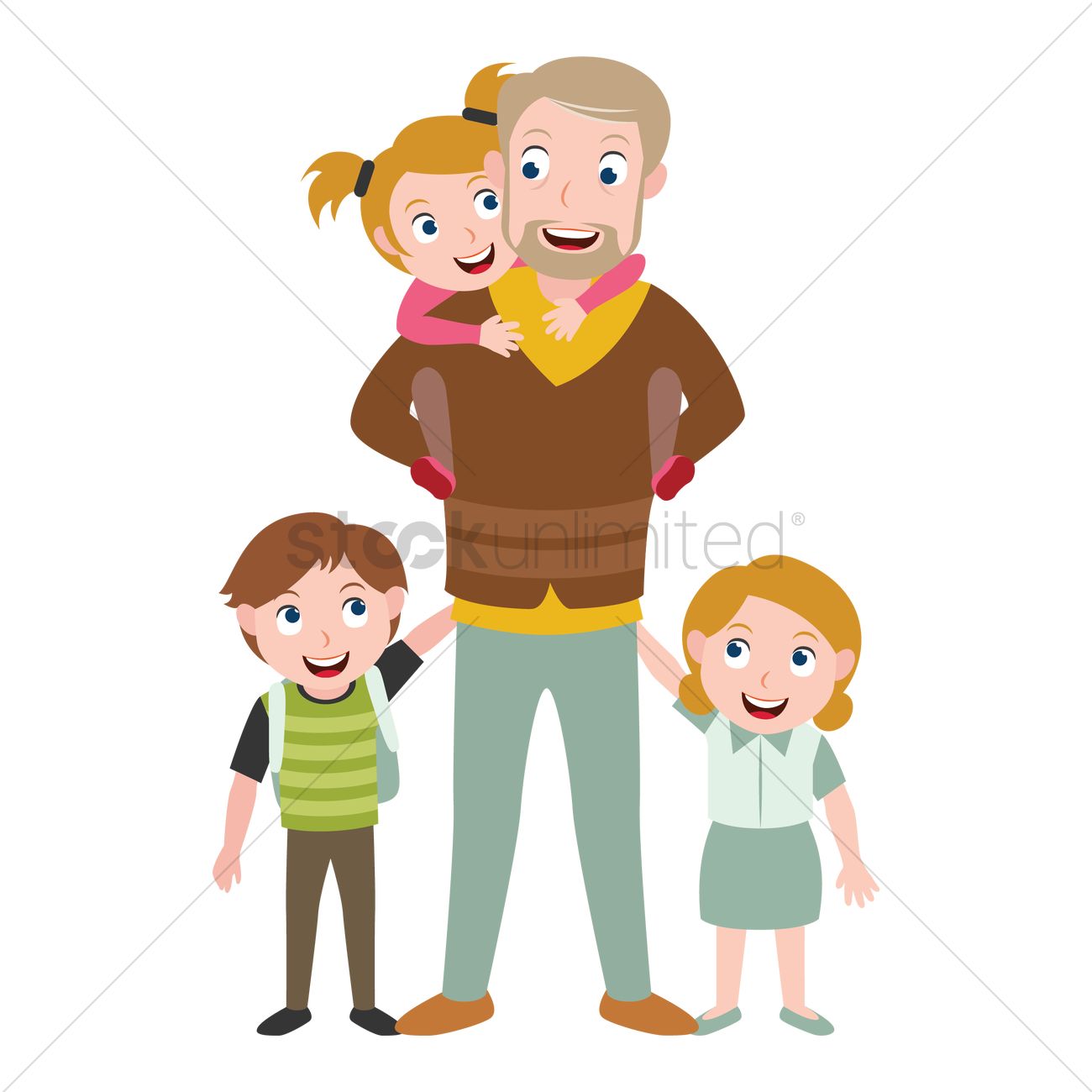 1300x1300 Father And Kids Vector Image