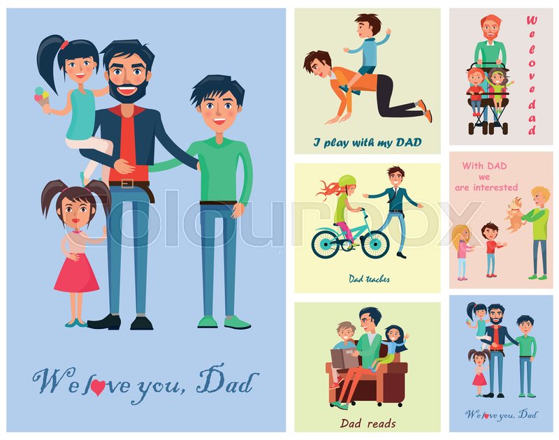 800x630 Happy Life Moments With Father Vector Colorful Poster Of Dad With