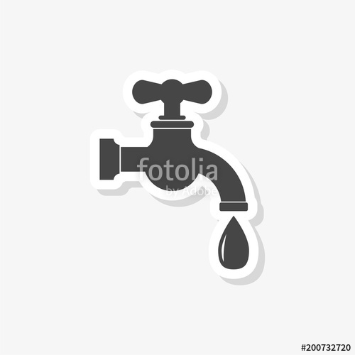 500x500 Faucet Vector Sticker, Vector Tap Symbol, Simple Vector Icon