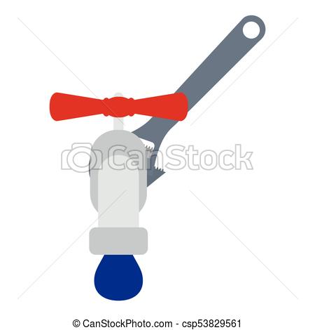 450x470 Icon Of Wrench And Faucet. Flat Color Design. Vector Illustration.