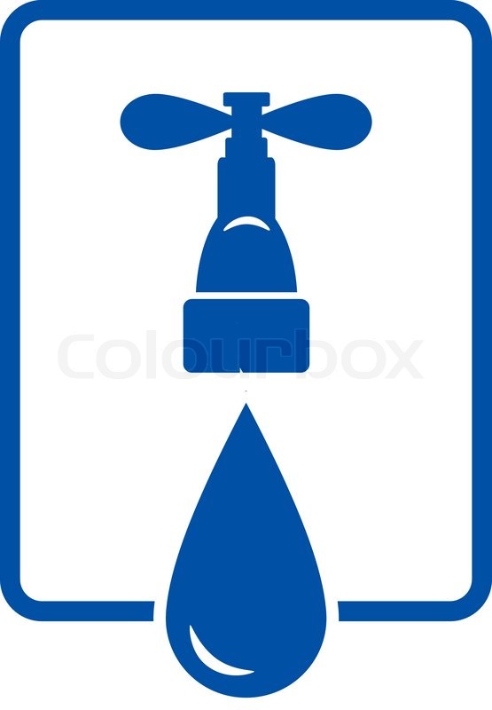 555x800 Sign With Big Drop Silhouette And Modern Faucet Stock Vector