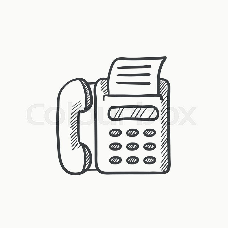 800x800 Fax Machine Vector Sketch Icon Isolated On Background. Hand Drawn