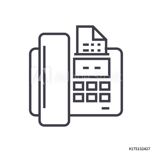 500x500 Fax Vector Line Icon, Sign, Illustration On White Background