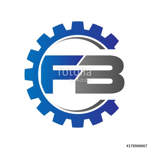 500x500 Fb Initial Logo Vector With Gear Blue Gray Stock Image And