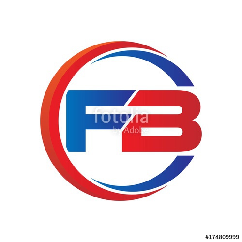 500x500 Fb Logo Vector Modern Initial Swoosh Circle Blue And Red Stock