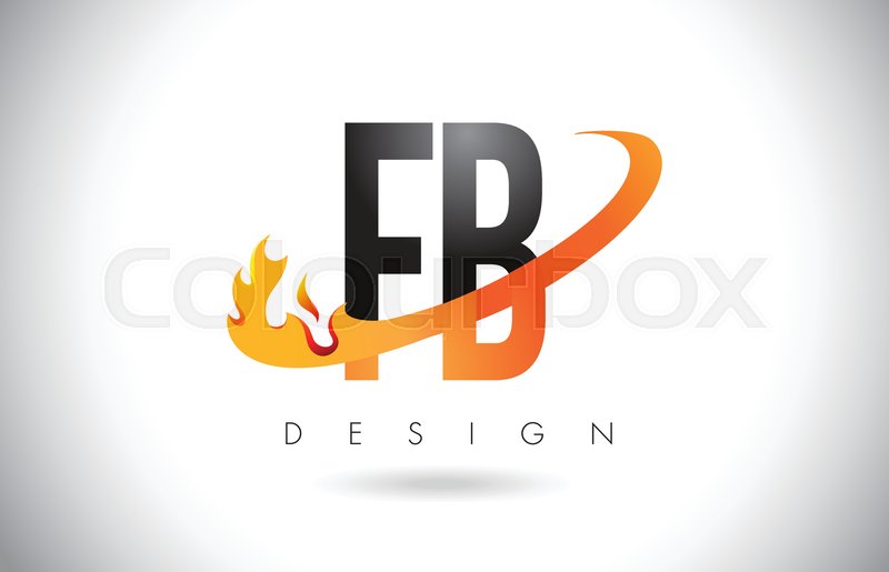 800x515 Fb F B Letter Logo Design With Fire Flames And Orange Swoosh