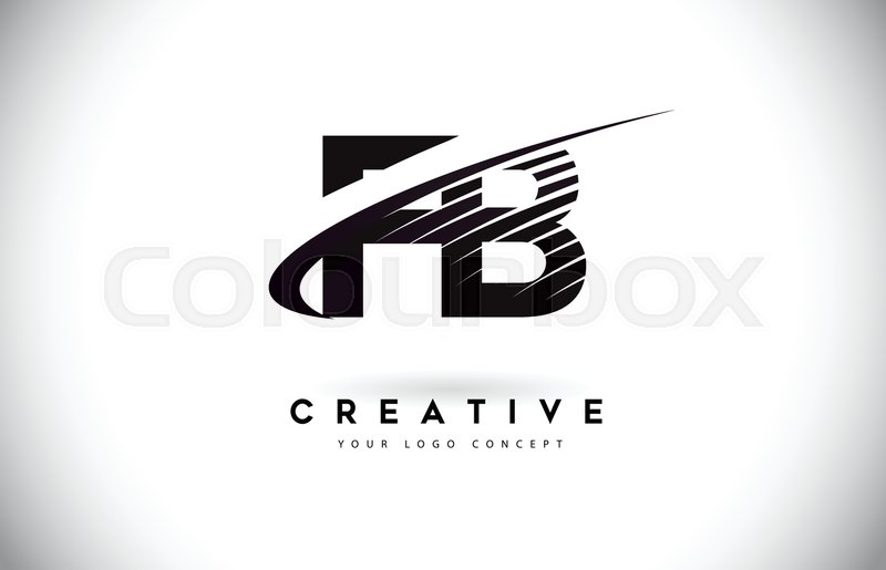 800x515 Fb F B Letter Logo Design With Swoosh And Black Lines. Modern