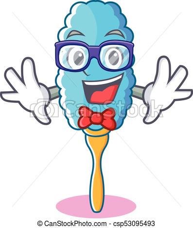 397x470 Geek Feather Duster Character Cartoon Vector Illustration.