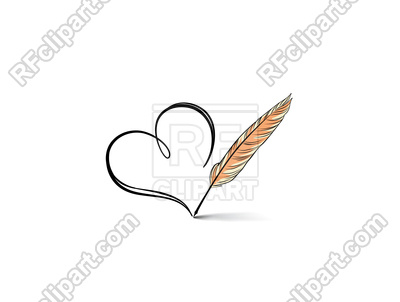 400x302 Heart Written By Retro Feather Pen Vector Image Vector Artwork